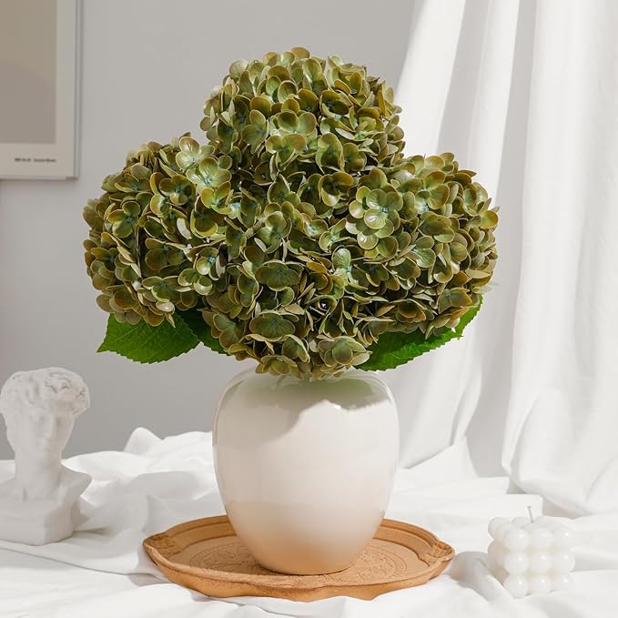 4PCS Real Touch Hydrangea Artificial Flowers 18” Large Latex Faux