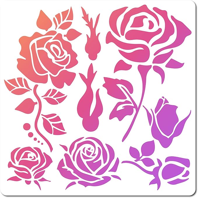 Rose Stencils Templates 30x30cm (11.81 x 11.81 Inch), Large Reusable ...