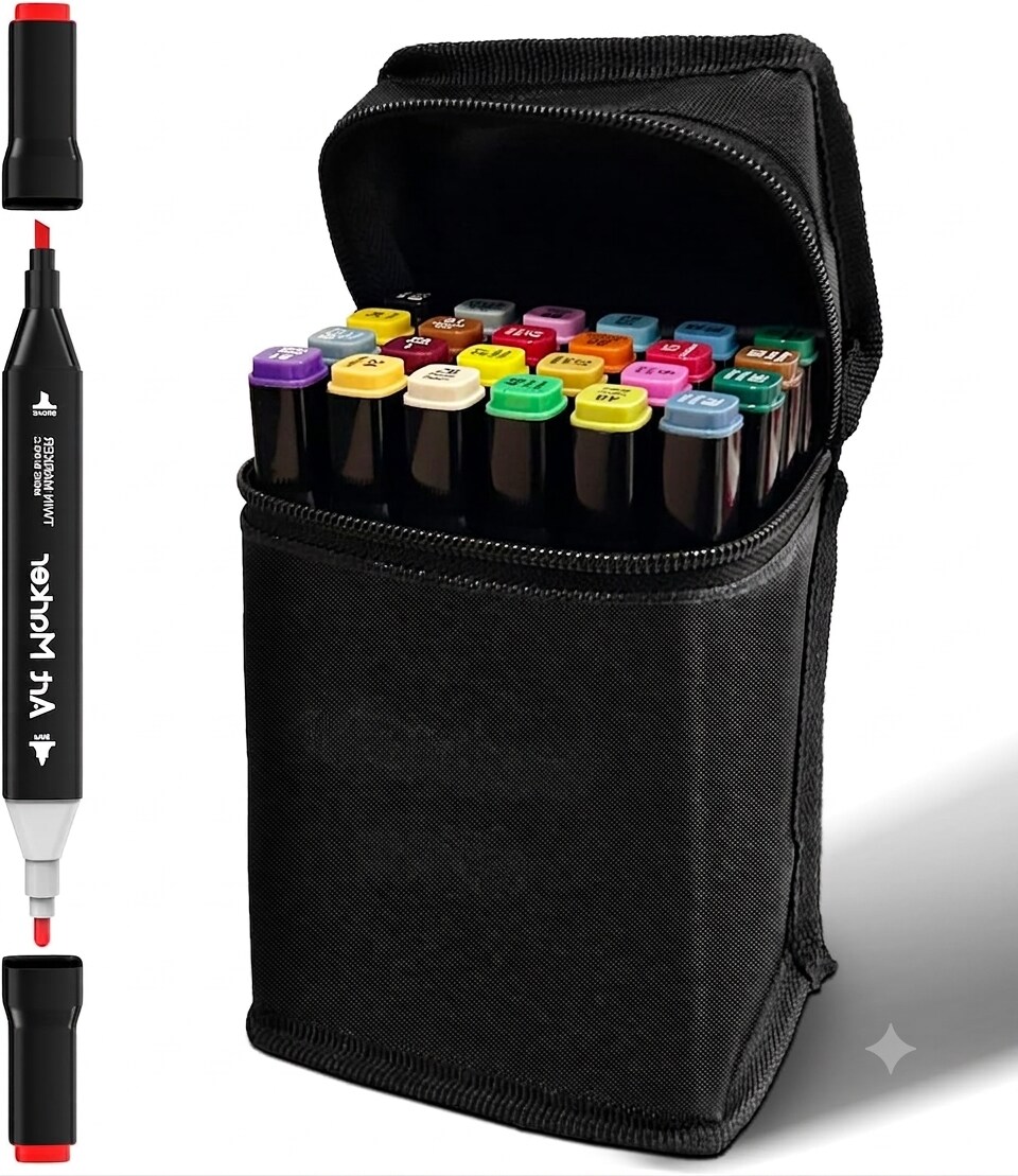 24 Color Alcohol Markers Set, Dual Tip Art Markers for Drawing