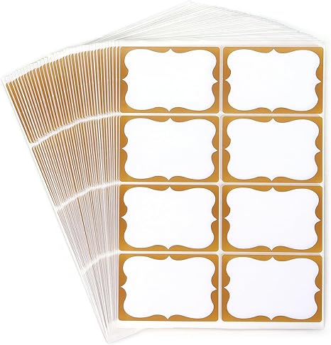 320 Pack Gold Name Tag Stickers, 2x3 Inch Blank Self-Adhesive Write-On Labels for Gift, Storage, Office, School and Home Organization