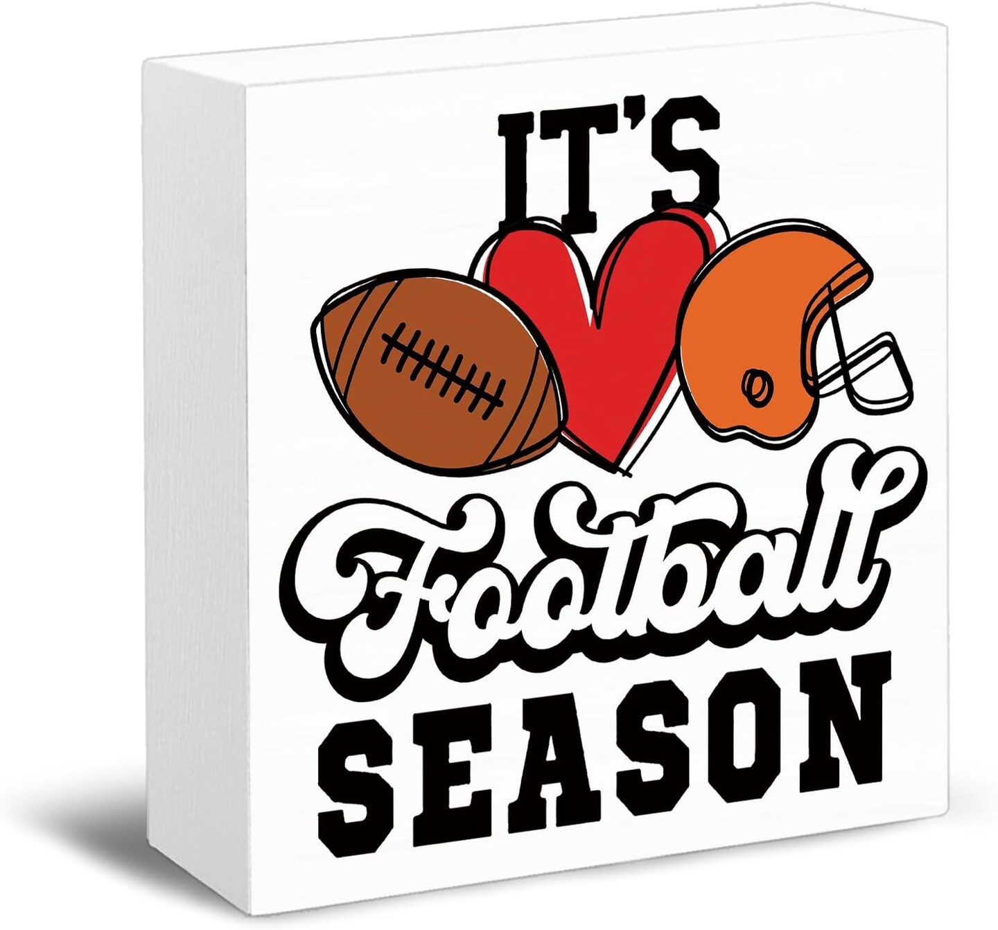 Football Season Wooden Sign Decor, Football Table Centerpiece for Home, Farmhouse Football Shelf Decoration, Game Day Thanksgiving Tabletop Sign for Desk, Mantel and Party Decor