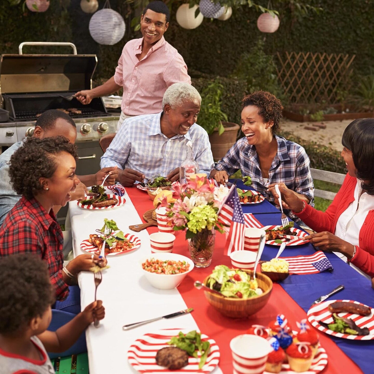 4th of July Table Cloths – 12 Pack Red White Blue Disposable Plastic Table Covers, 54" x 108", Waterproof Patriotic Party Decorations