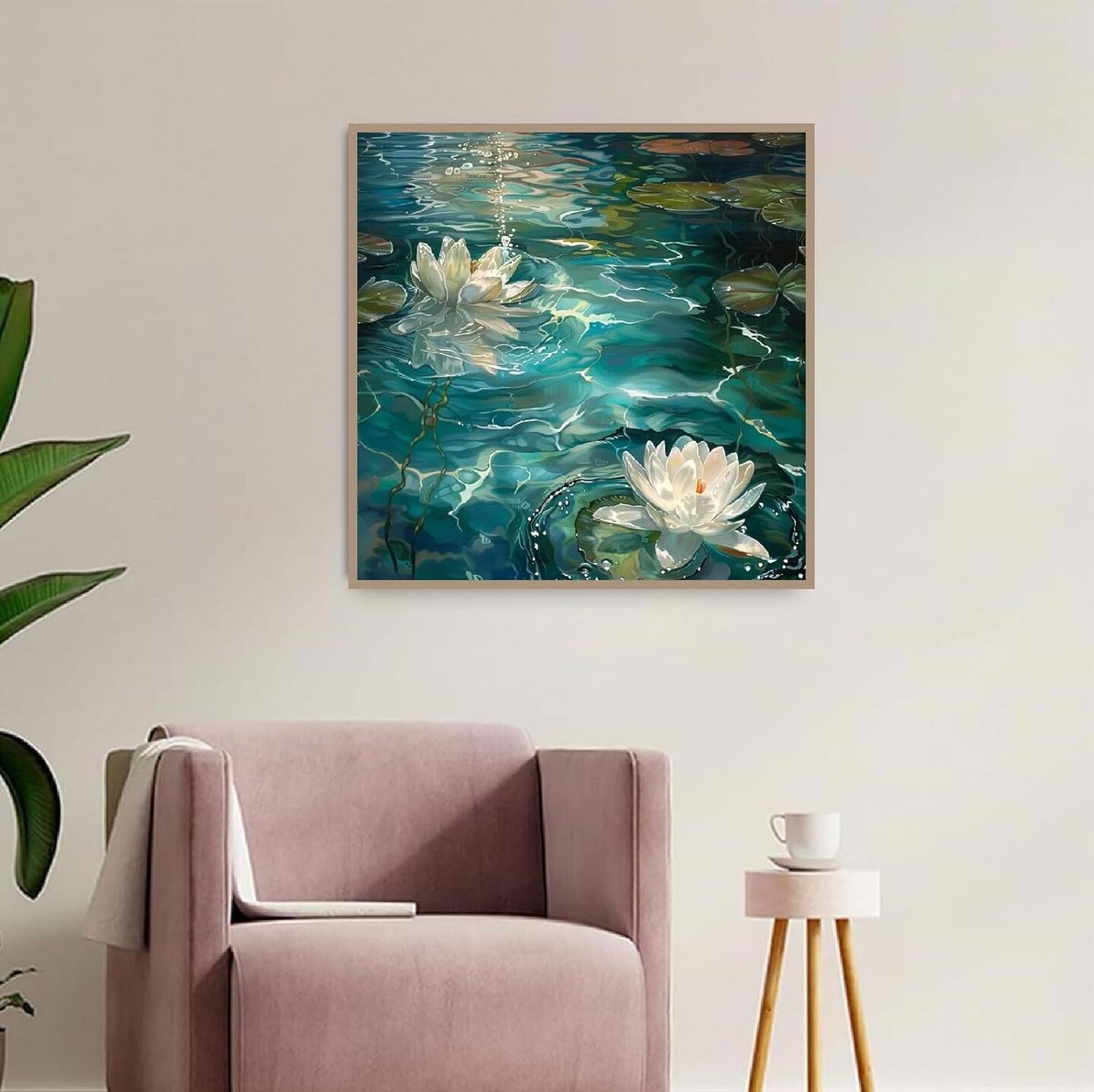 Lotus Flowers Diamond Art Kits for Adults - 12x12 Inch Summer Floral 5D Full Drill Diamond Painting - DIY Round Gem Art Paint by Numbers - Rhinestone Embroidery for Beginners & Home Wall Decor