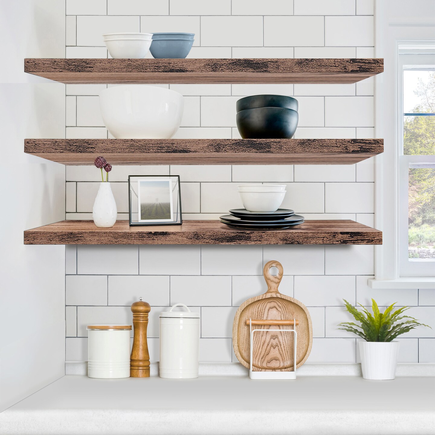 Sorbus 3 Pack Extra Long Floating Shelves for Wall, Large Floating Shelves for Bedroom, Kitchen, Living Room, Bathroom Shelves, Farmhouse Home Decor - 47 x 9.25 Inch Wall Mounted Floating Shelves for Wall