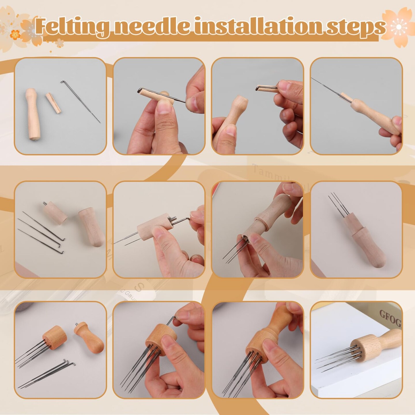Needle Felting Needles,57PCS Needle Felting Kits,Needle Felting Supplies,45 Wool Felting Needles, 3 Wooden Handle for Making Felt Animals Doll Painting Handicraft 36/38/40 Gauge