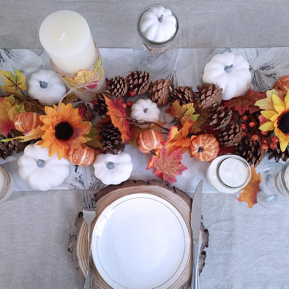 12 PCS Assorted Sizes White Artificial Pumpkins