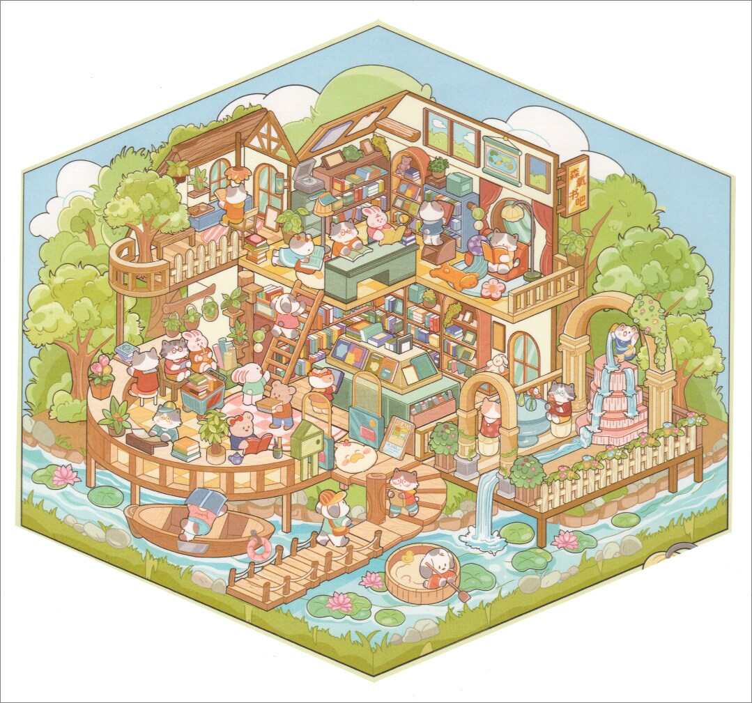 Isometric Sticker Scene, Large Size, 3D Landscape Sticker Activity, Adorabilities