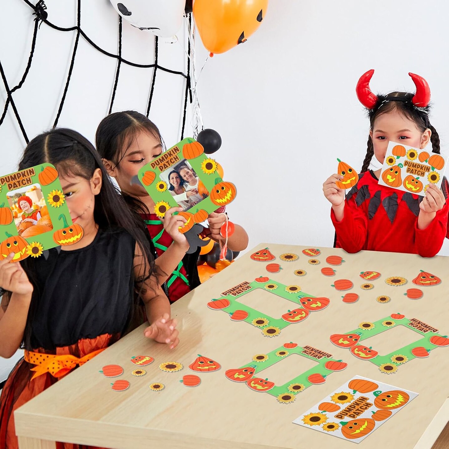 24 Sets Pumpkin Magnet Picture Frames Crafts for Kids Felt Pumpkin