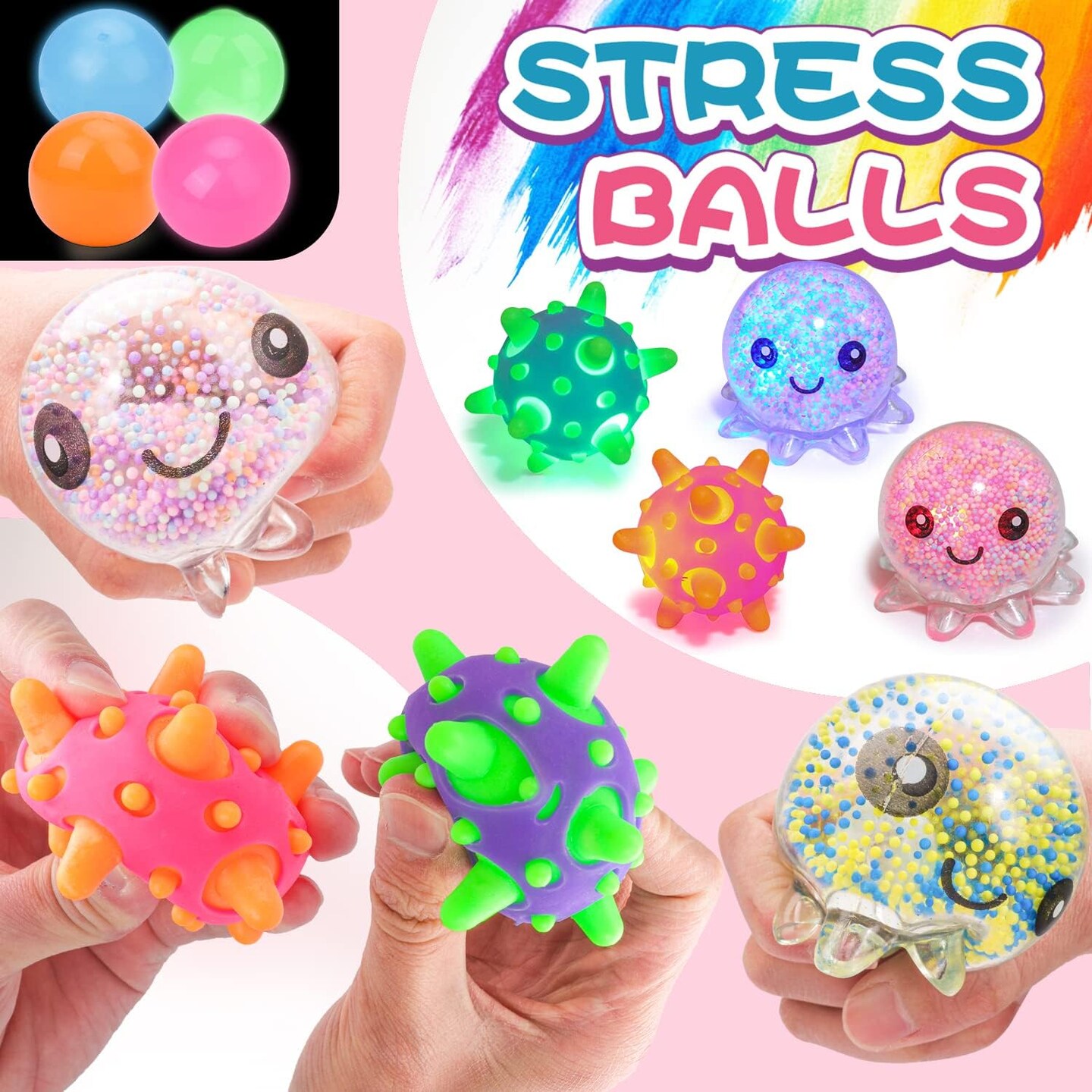 36-Pack Squishy Stress Balls – Fidget Squeeze Balls for Adults & Kids, Stress Relief Toys, Party Favors, Prize Box Fillers, Relaxation & Fun (36 PACKS Squeeze Balls)