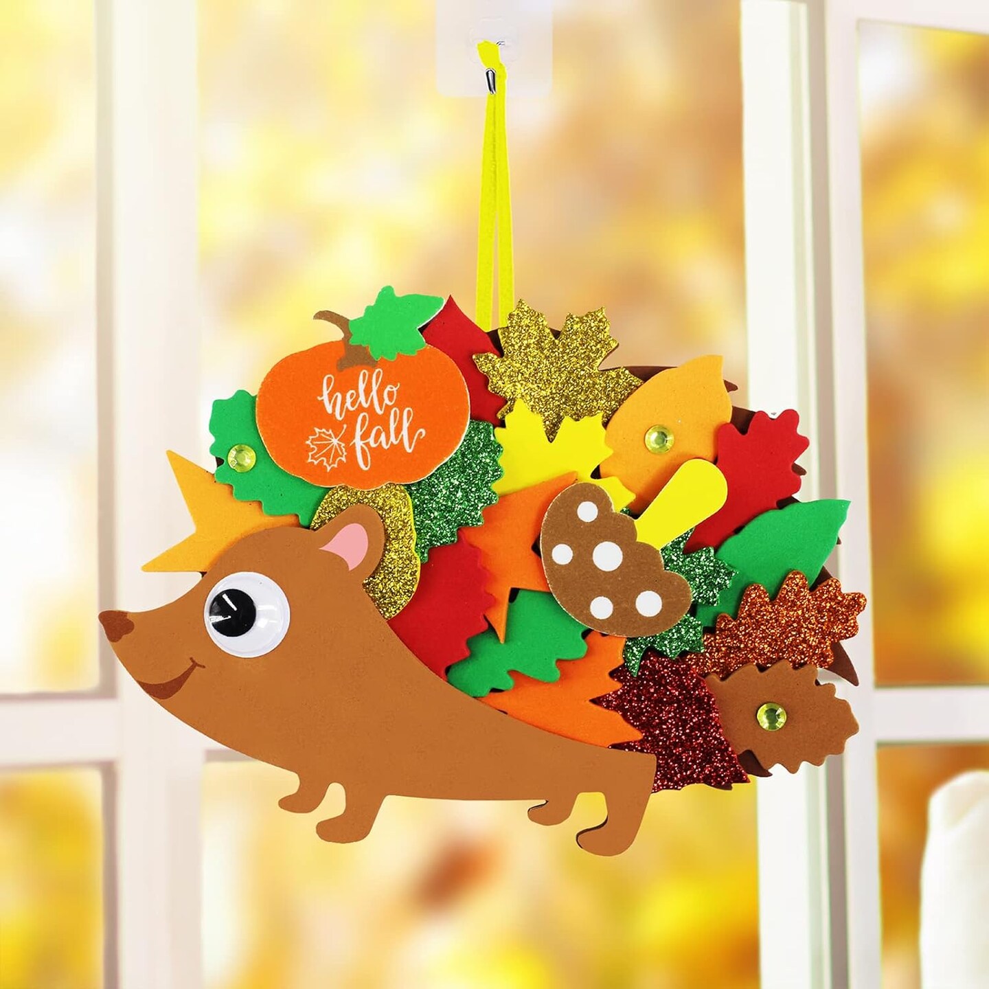 24 Sets Fall Craft Kits Fall Kids Crafts DIY Fall Leafy Hedgehog Ornaments