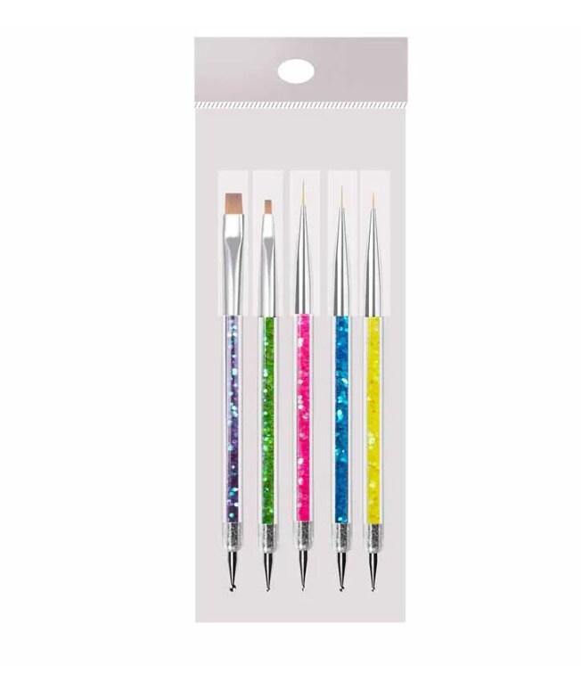 Art Brushes 5 Pcs Double Ended Fine Nail Liner Brush Dotting Pen