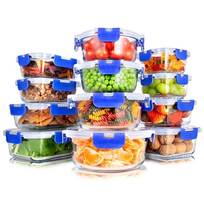 24-Piece Glass Food Storage Containers with Snap Lock Lids Oven and Microwave Safe Set