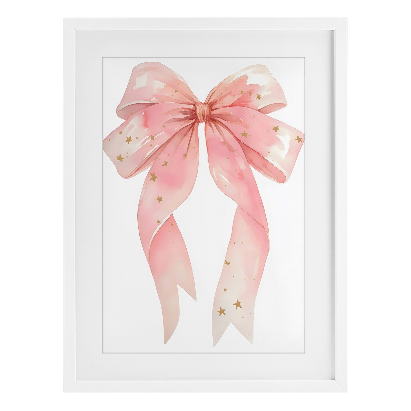 Stupell Industries Pink Bow With Gold Stars Black Framed Print Under Glass, design by Creative Studio