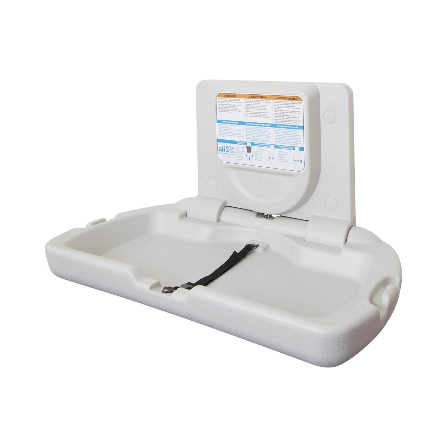 Horizontal Wall-Mounted Diaper Changing Station with Slim Back