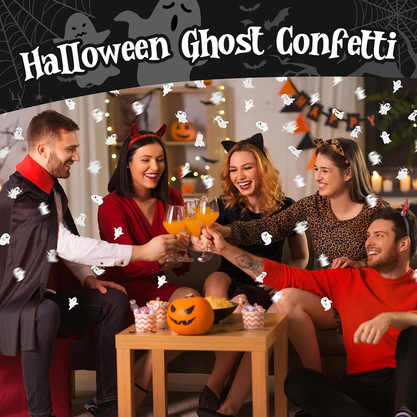 300Pcs Halloween Ghost Confetti Glitter (White)