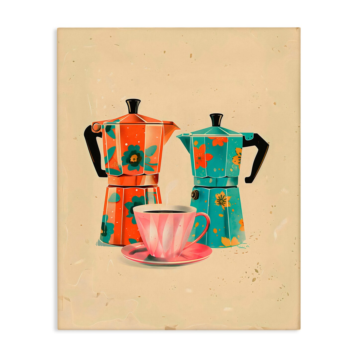Stupell Industries Retro Morning Moka Pots Canvas Wall Art, design by Arlington Prints