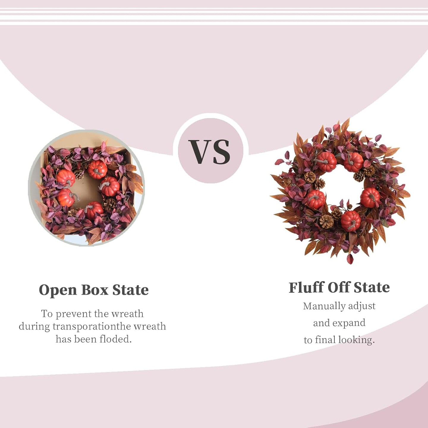 22 Inch Fall Wreath for Front Door(Deep Wine Red, Burgundy, Burnt Orange)14&#x22;D x 13&#x22;W x 2&#x22;H