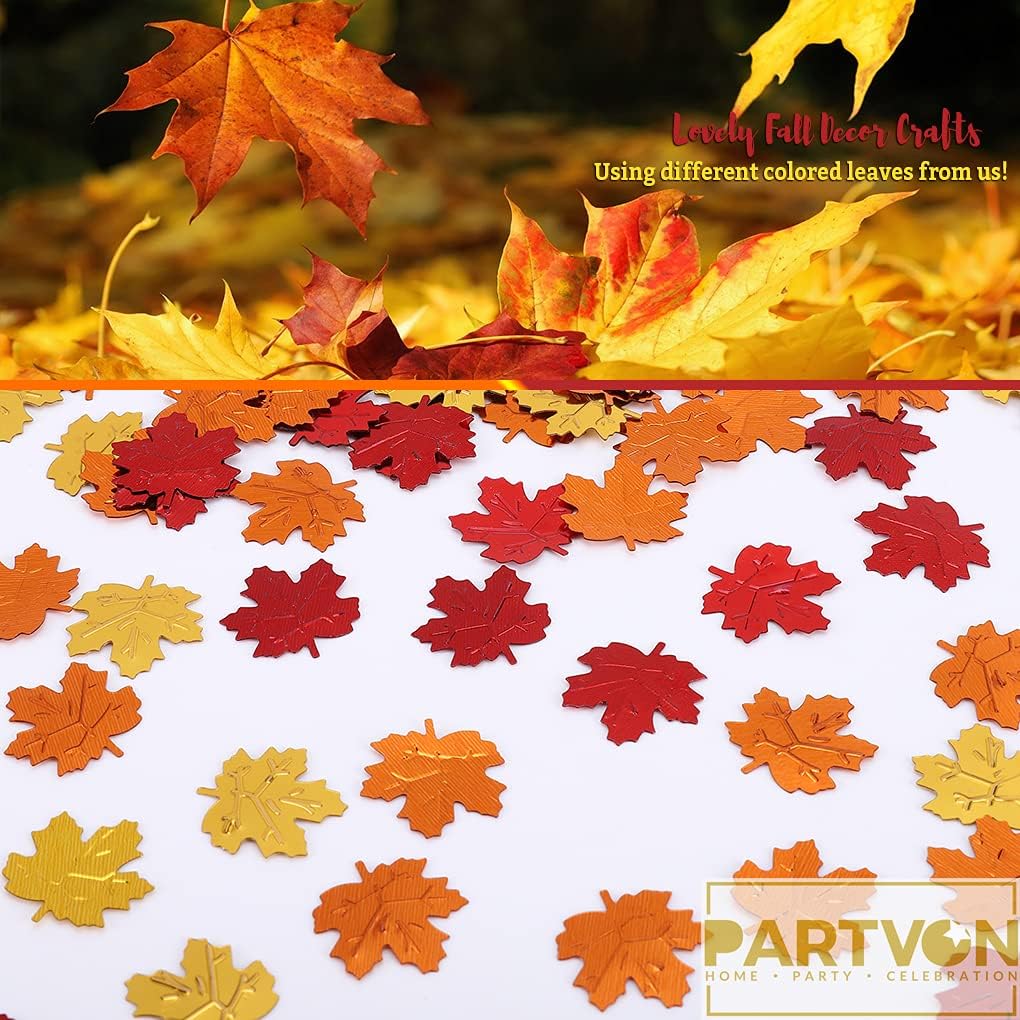 Fall Decor Party Table Scatter Thanksgiving Maple Leaves (Red, Orange, Yellow)