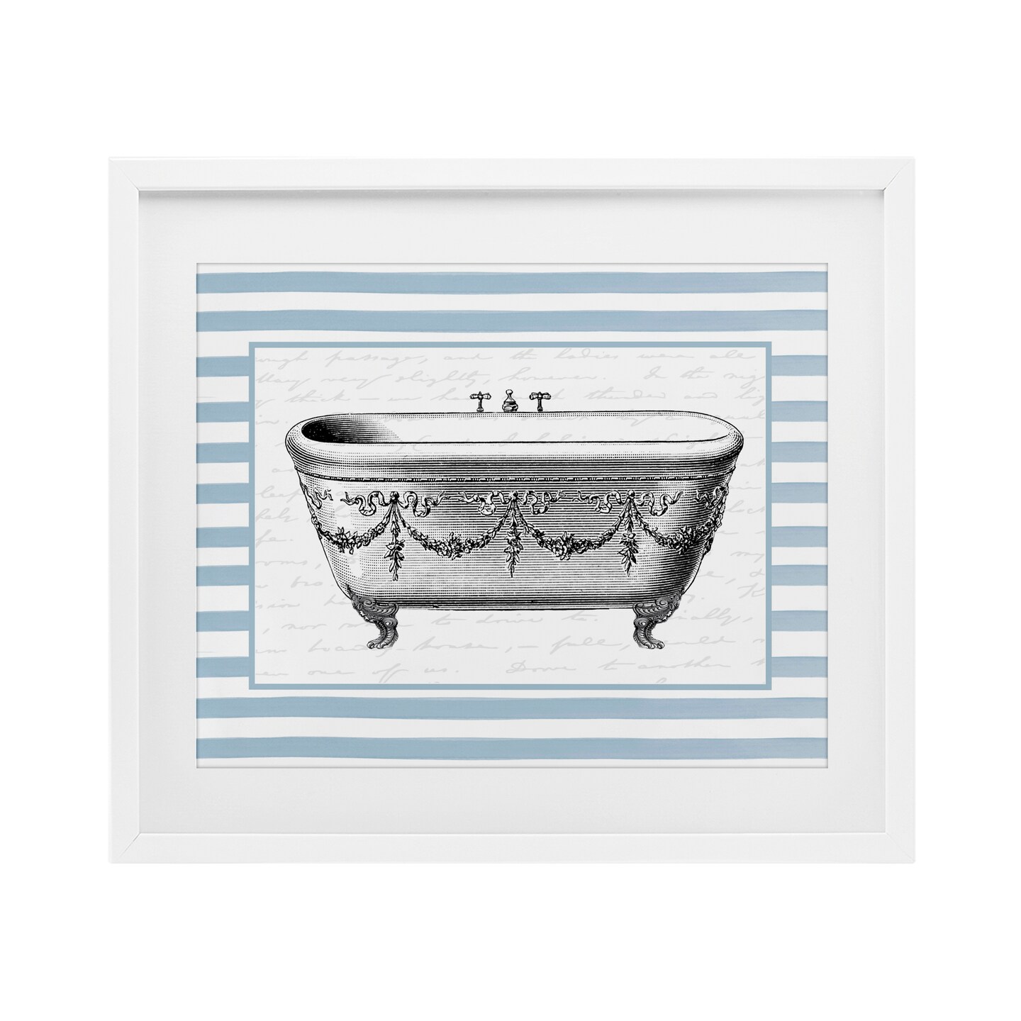 Stupell Industries Ornate Vintage Tub on Stripes Black Framed Print Under Glass, design by Lettered and Lined