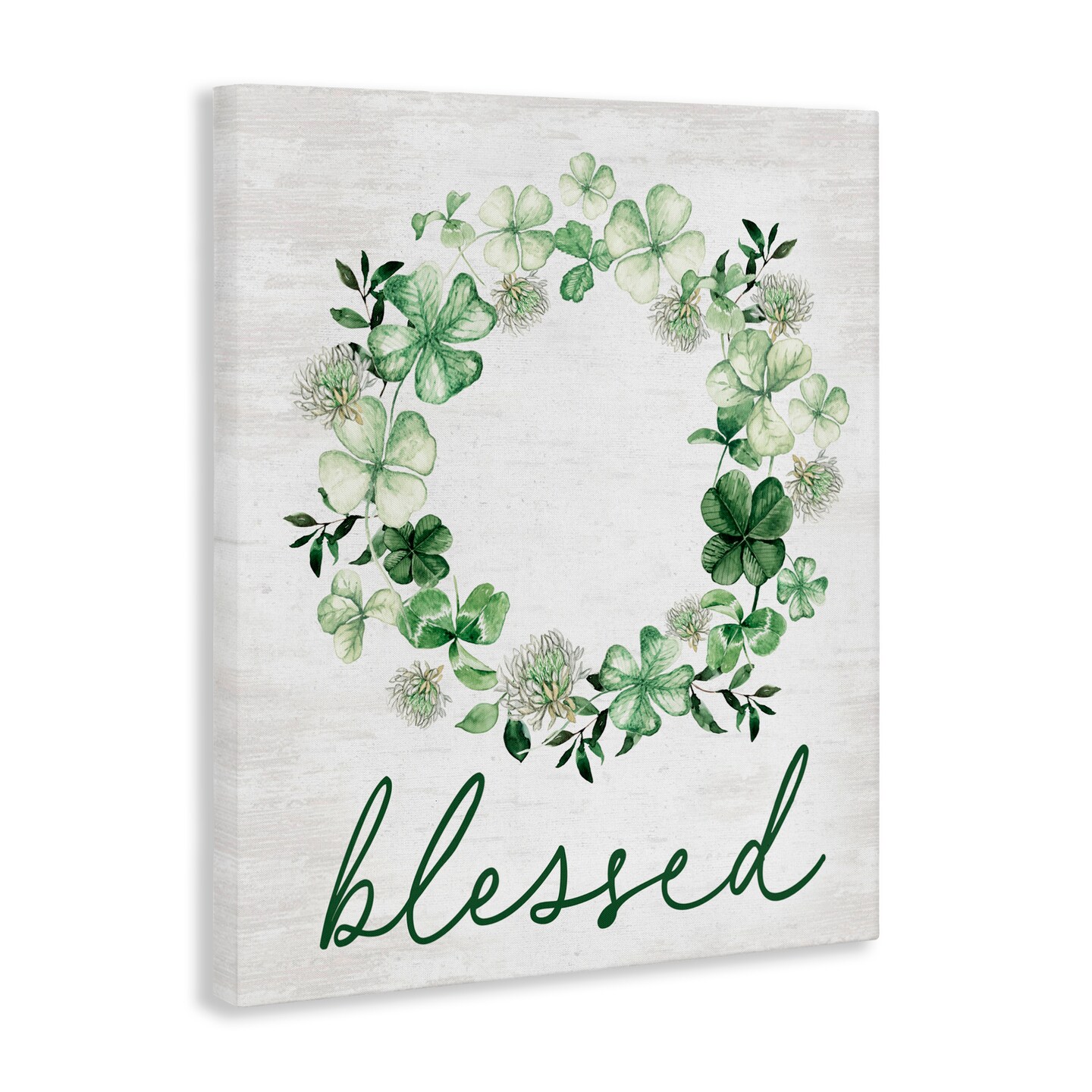 Stupell Industries Blessed with Spring Clover Wreath Canvas Wall Art, design by Lettered and Lined