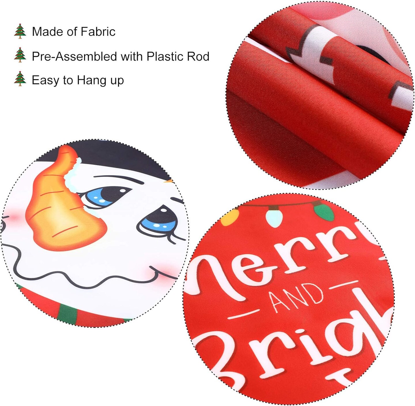 3 Pieces Christmas Banner Decorations, Red Welcome Merry Christmas Porch Sign