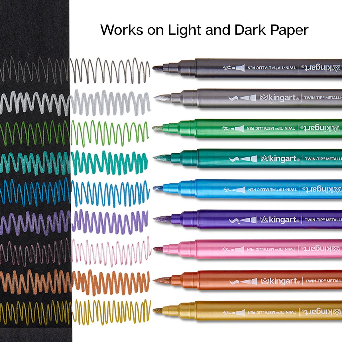 KINGART&#xAE; Twin-Tip&#x2122; Metallic Pens 24 Colors