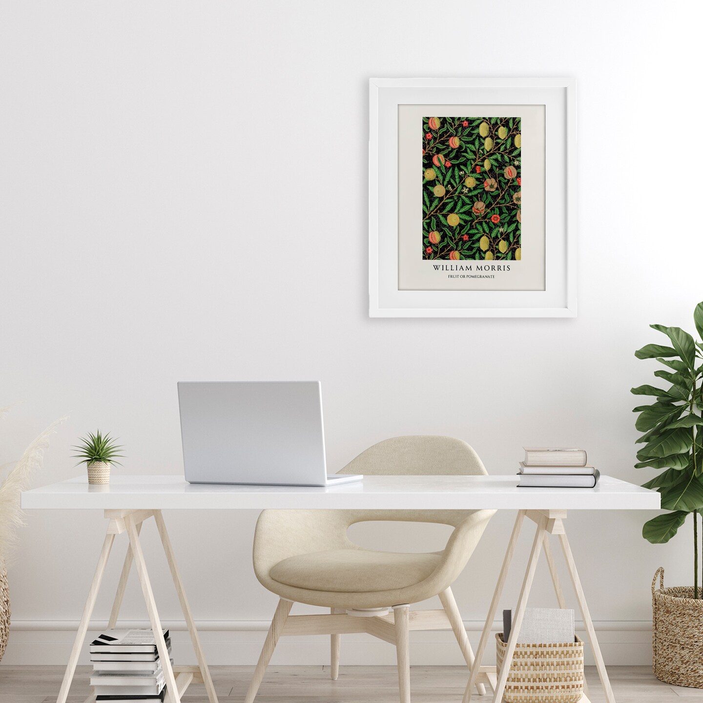 Stupell Industries William Morris Fruit Or Pomegranate Black Framed Print Under Glass, design by Vintage Hustle