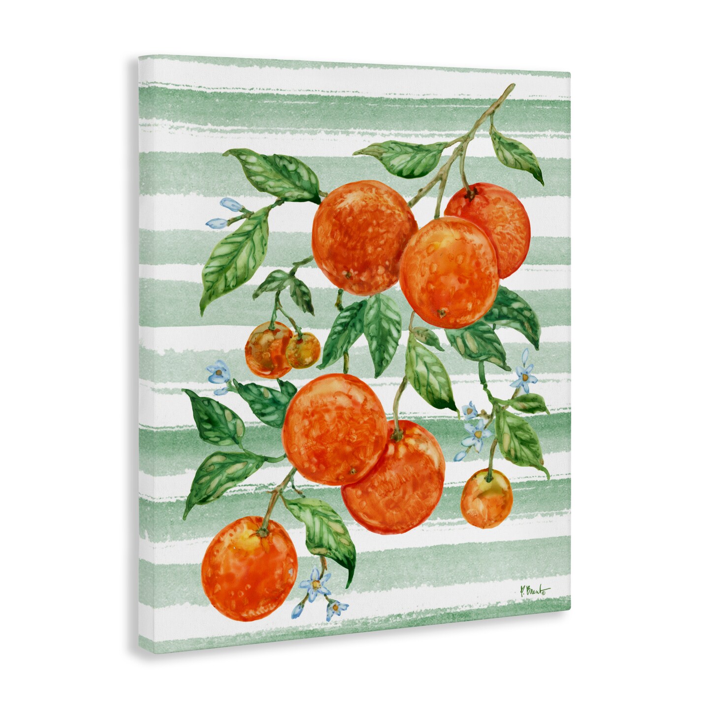 Stupell Industries Juicy Orange Vine & Stripes Canvas Wall Art, design by Paul Brent