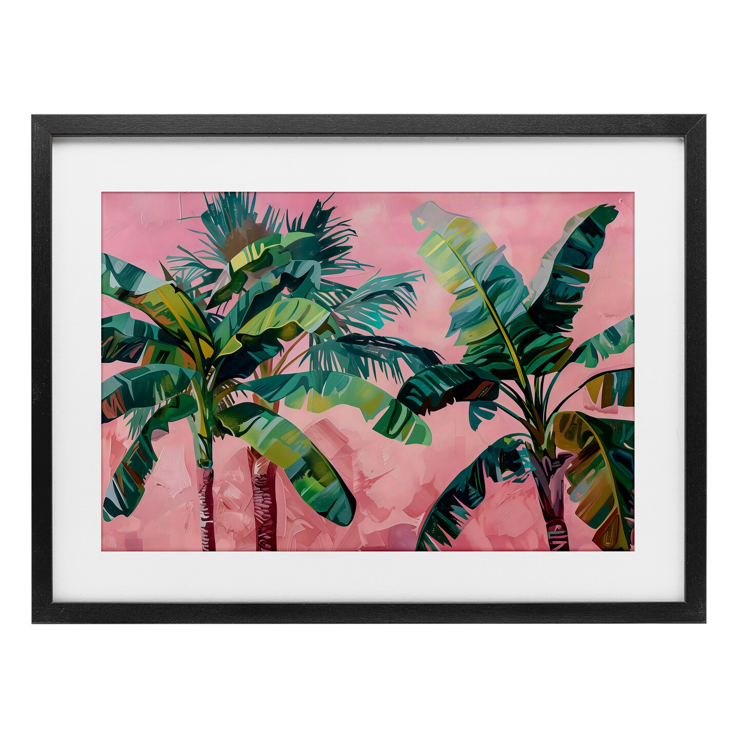 Stupell Industries Palm Tree Tops on Pink Black Framed Print Under Glass, design by LSR Design Studio