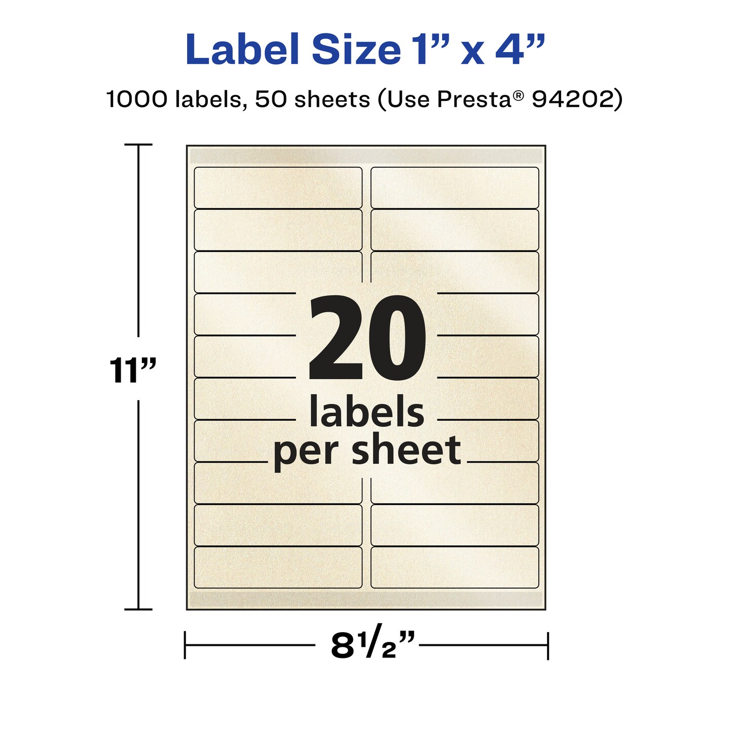 Avery Pearlized Ivory Rectangle Labels with Sure Feed Technology, 1" x 4"