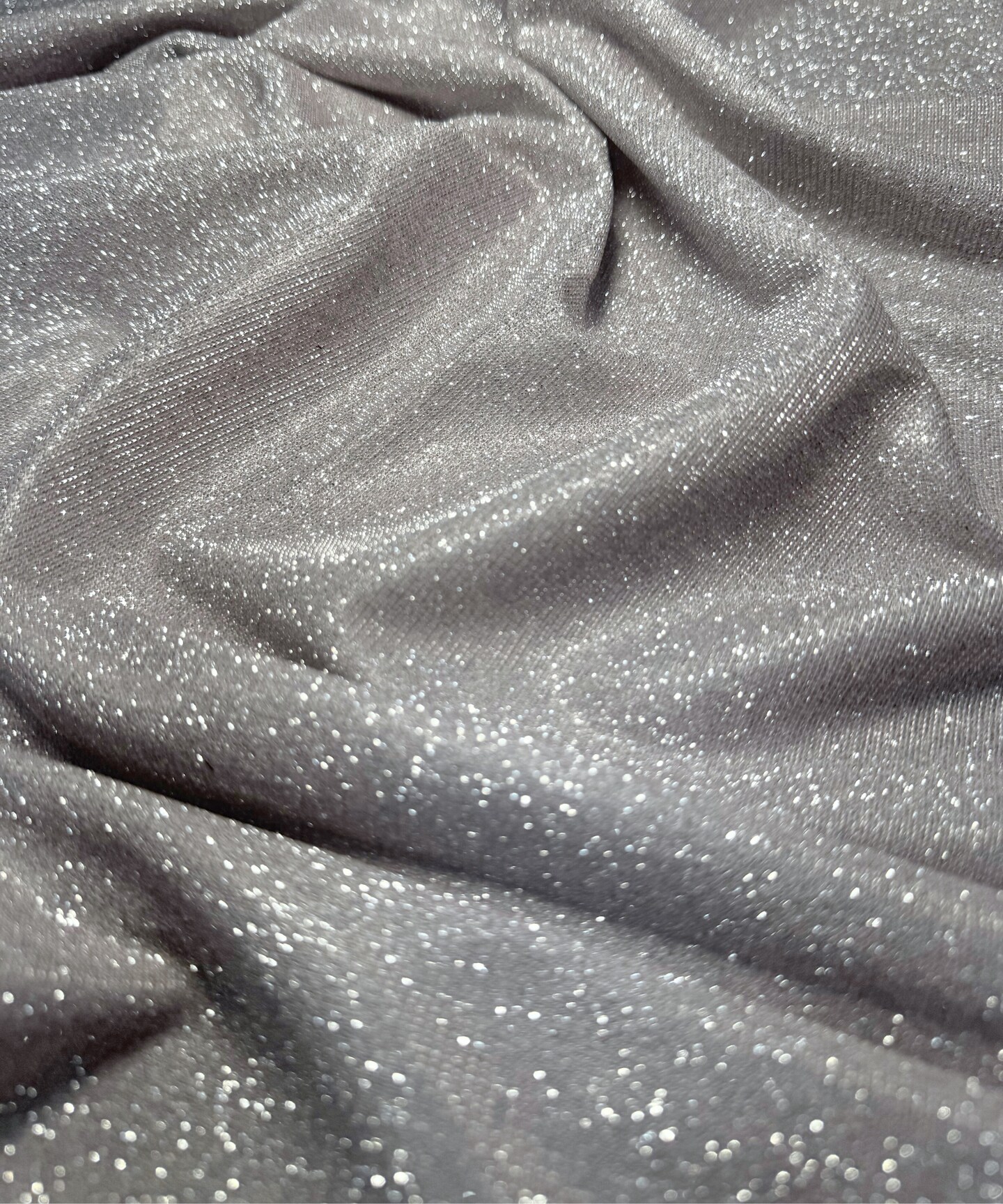 Light Silver Glitter Lurex Knit Fabric by the Yard, 60" Wide Sparkle Metallic Stretch Fabric for Costumes, Gowns, Dancewear