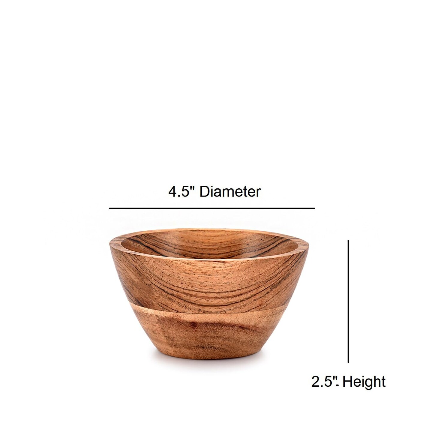 Acacia Wood Bowl Sets of 4 for Kitchen Meal Party and Nuts, Candy, Appetizer, Snacks, Olive (4.5" x 4.5" x 2.5")