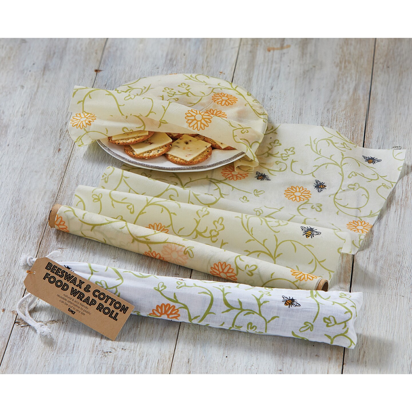Bee Vine Beeswax Cotton Roll Wax Paper &#x26; Dish Towels - Multicolor, 36&#x22;L x 13&#x22;W x 1&#x22;H, Spot Clean, Everyday Use