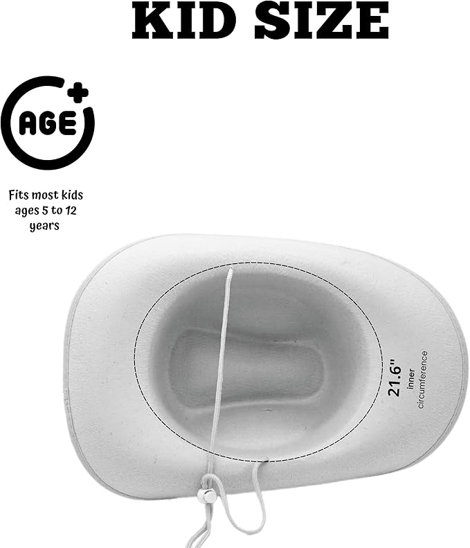 4E&#x27;s Novelty 2 Pack Kids Cowboy Hat - White Cowboy Hat for Boys &#x26; Girls 5-12 for Dress-Up &#x26; Costume Play