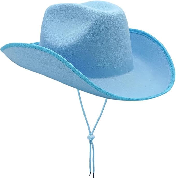 4E's Novelty Light Blue Cowboy Hat Adults Men Women - Felt Cowgirl Hat for Dress Up Costume, Rodeo Party & Accessories