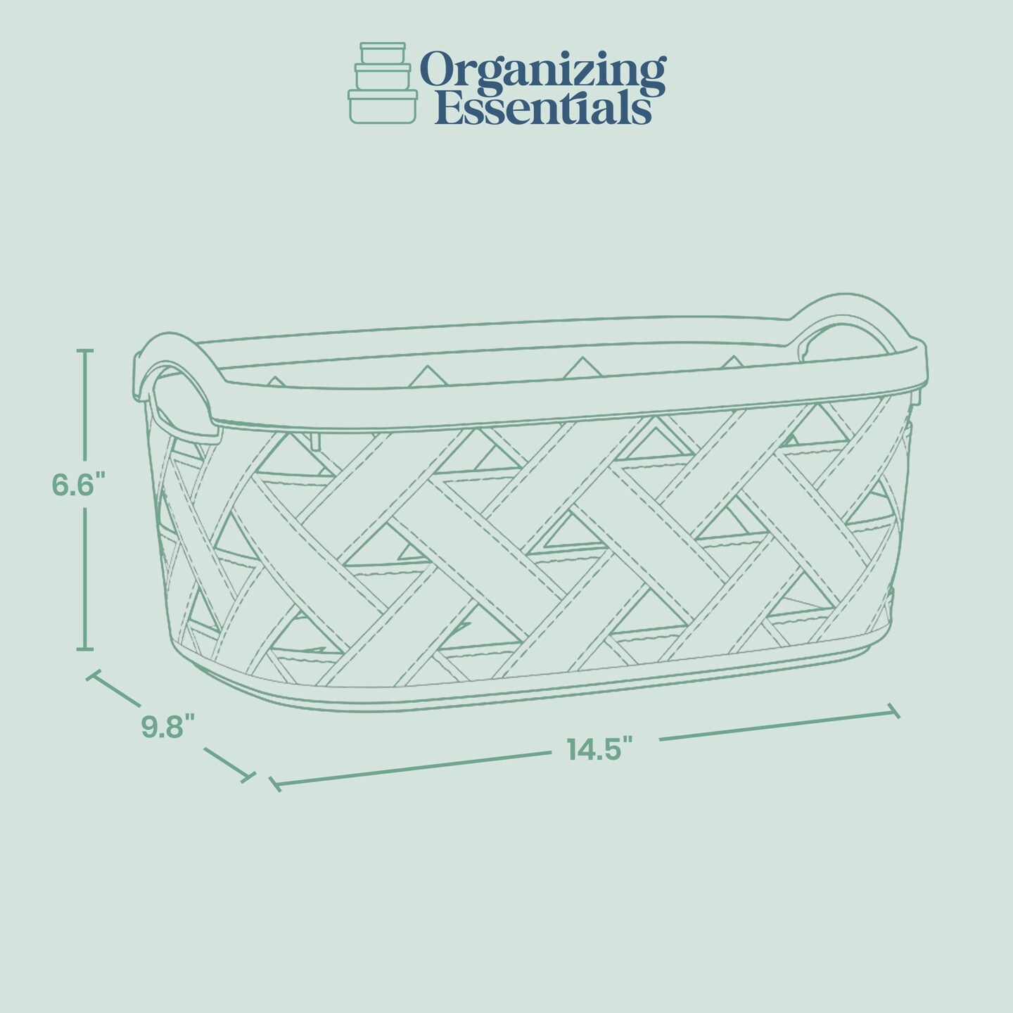 Organizing Essentials Plastic Storage Basket Set of 3 – Blue & Cream Decorative Bins with Handles for Bathroom, Kitchen, or Living Room – Designer Leather Pattern Organizer Baskets, 10.6L Each