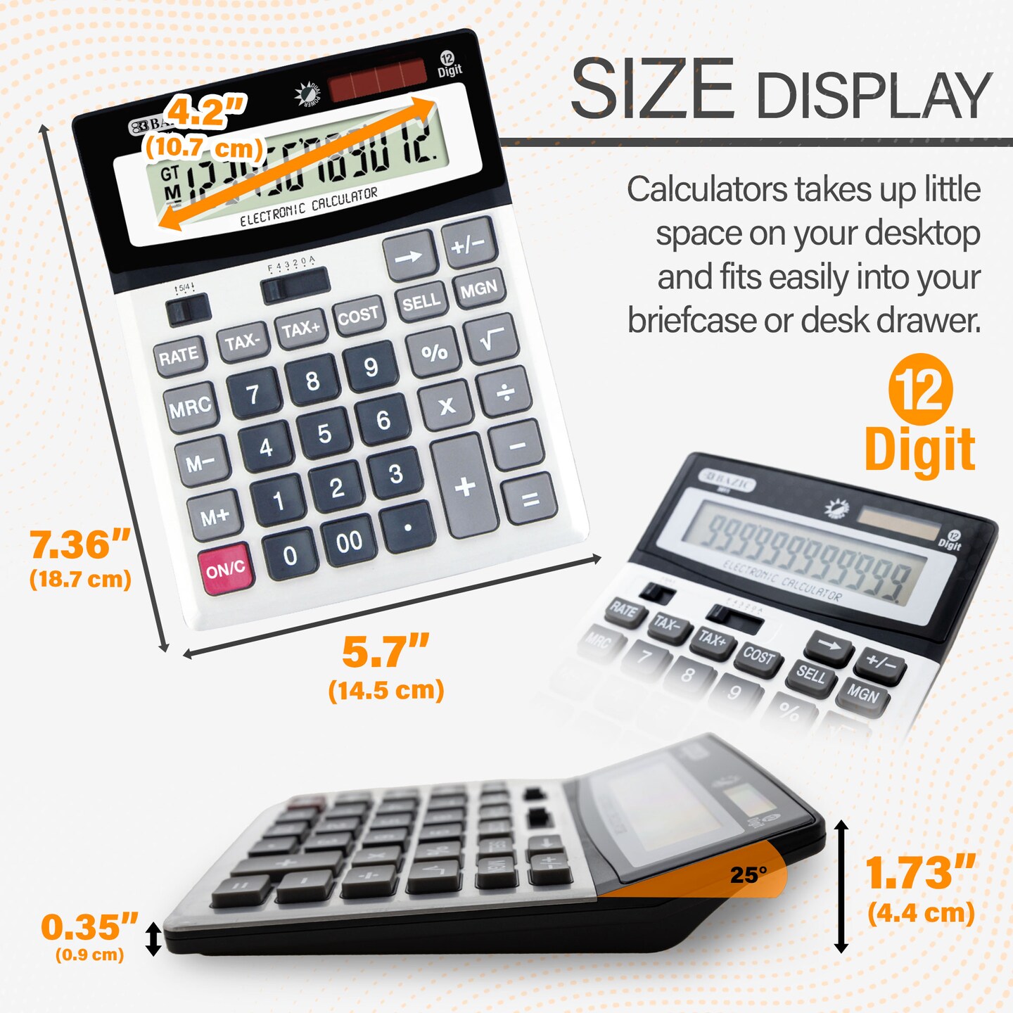 BAZIC Desktop Calculator 12-Digit Profit Calculation Tax Functions