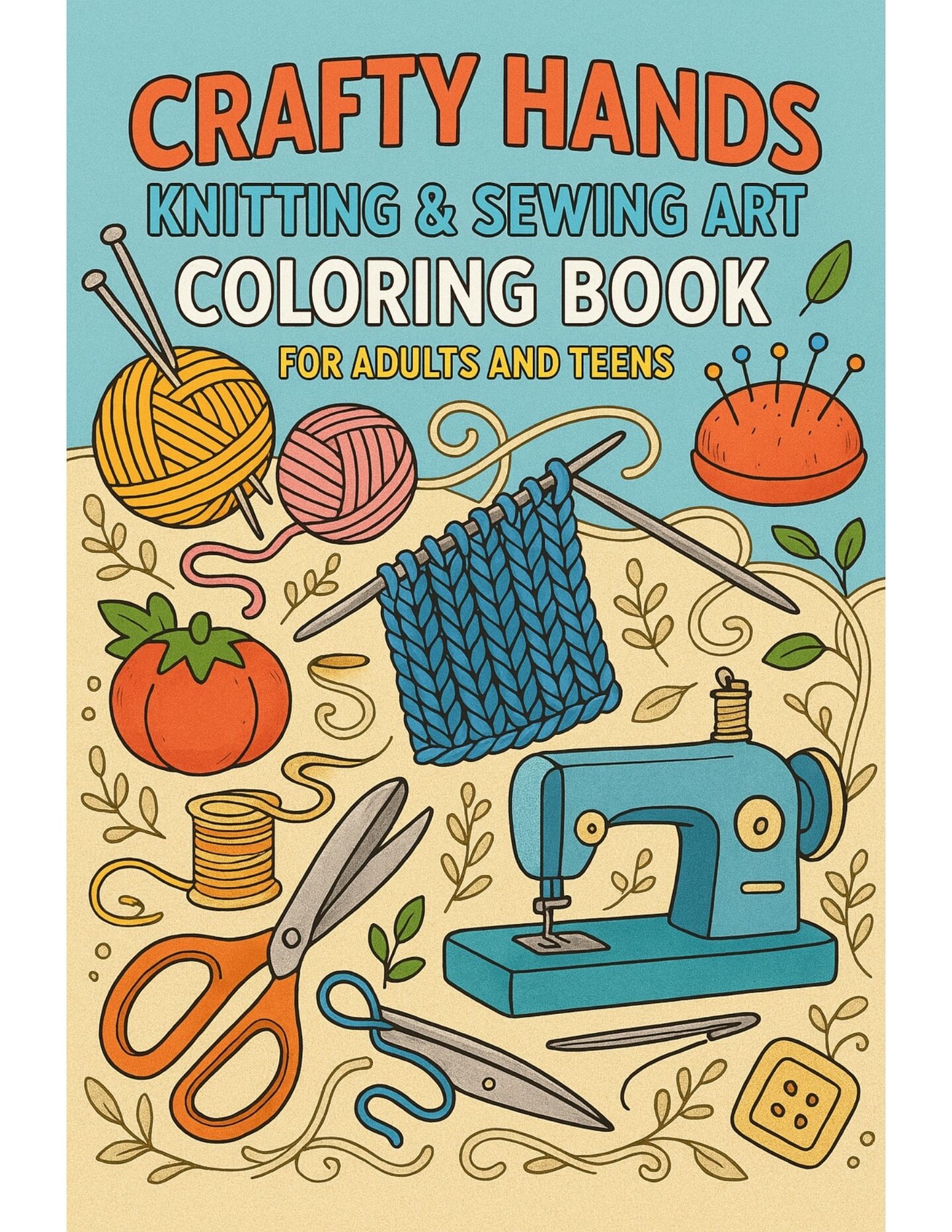 Crafty Hands Knitting and Sewing Art Coloring Sheets For Adults and ...