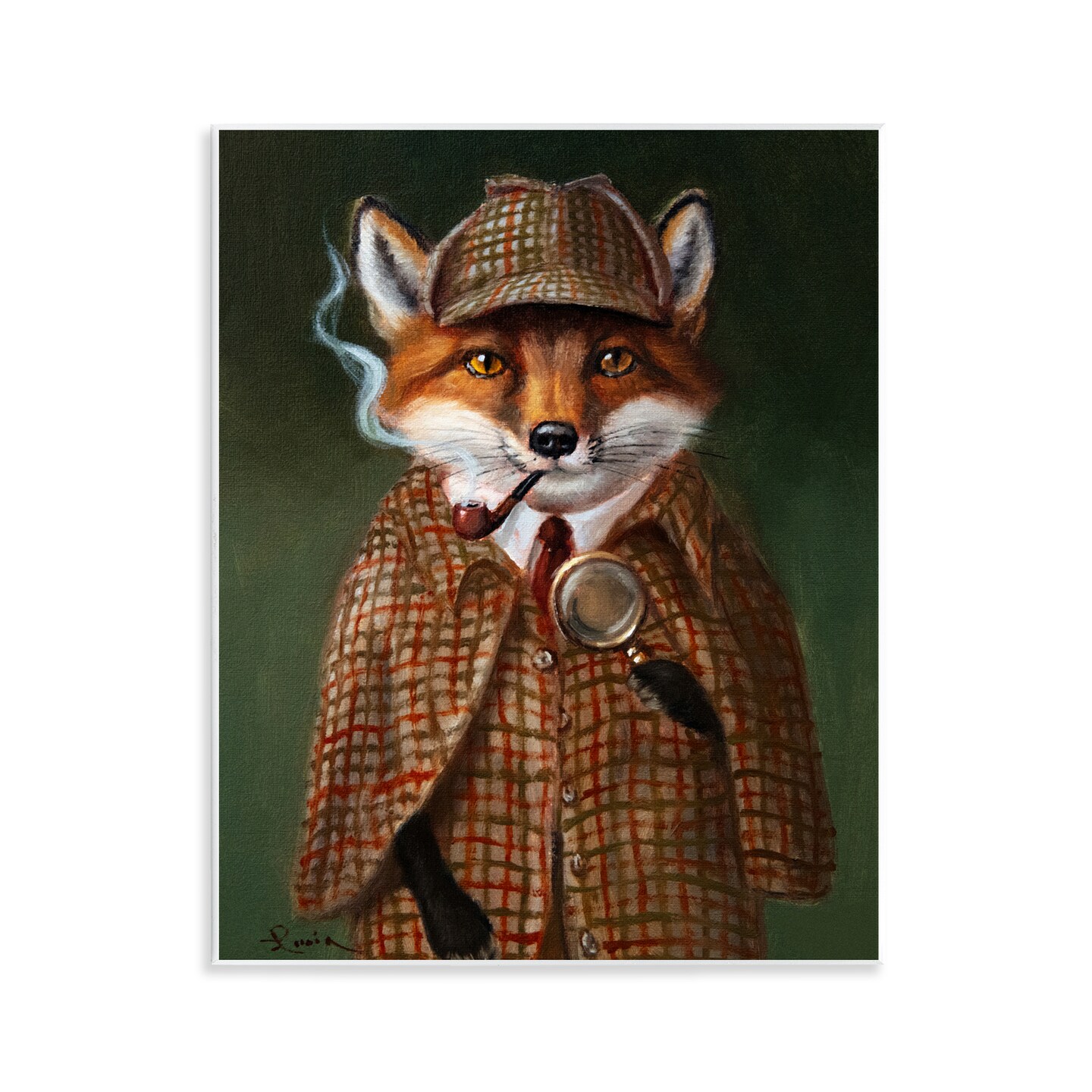 Stupell Industries Detective Fox with Pipe Wall Plaque, design by Lucia Heffernan