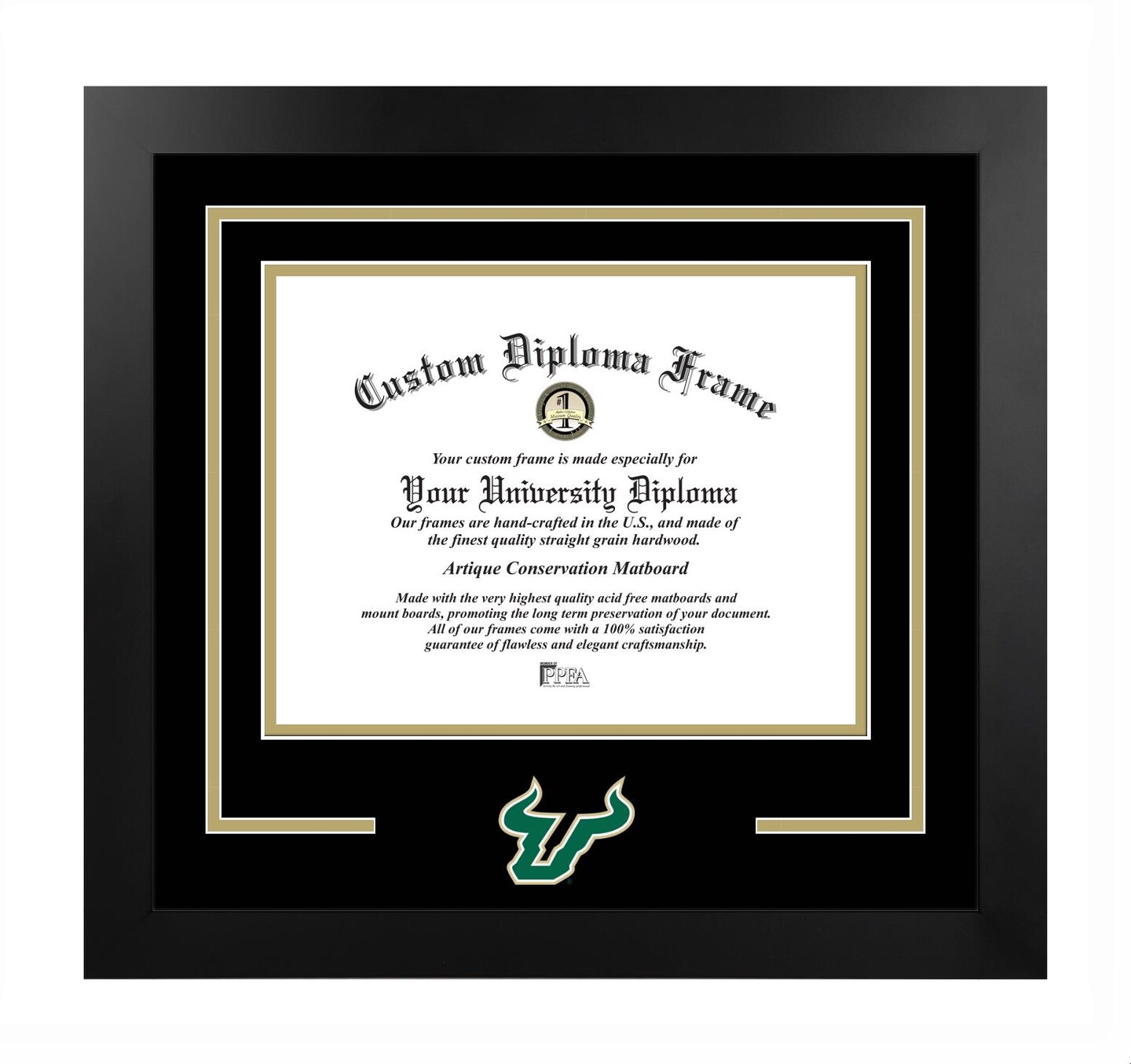 South Florida Bulls 11w x 8.5h Spirit Diploma Manhattan Black Frame with Bonus Campus Images Lithograph (value savings $59)