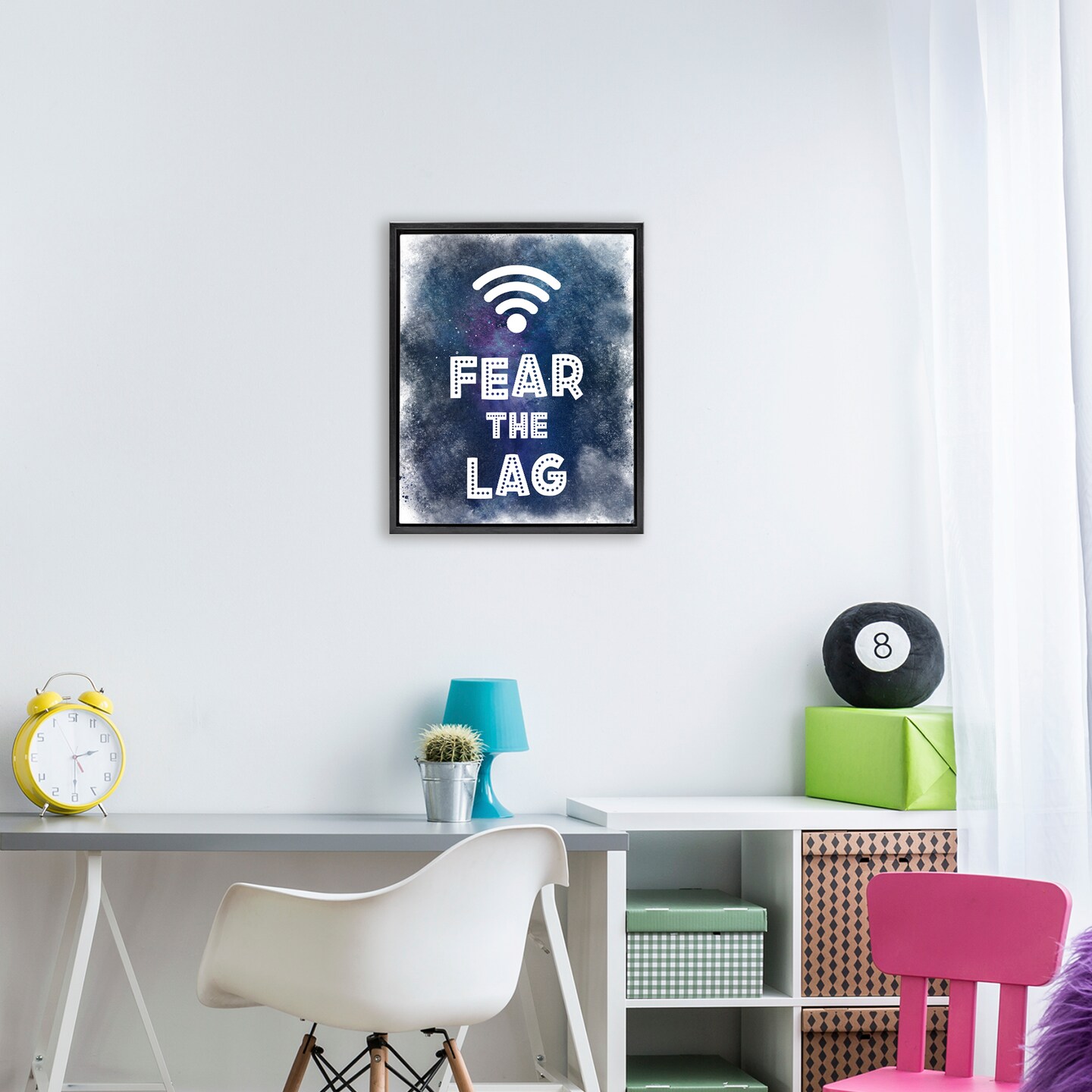 Stupell Industries Fear The Lag Gamer Splash Floating Frame, design by Marcus Prime