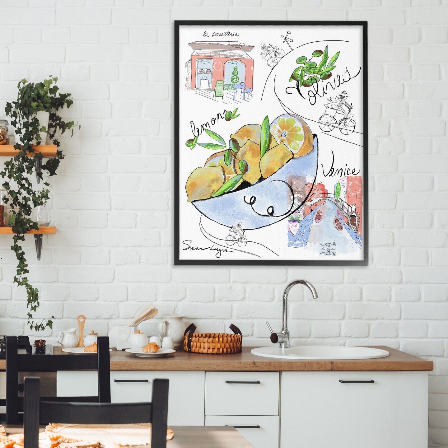 Stupell Industries Italian Kitchen Sketch Collection Framed Giclee, design by Susan Lugar