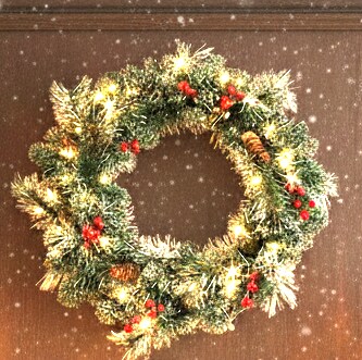 22" Pre-Lit Decorated Real Touch Christmas Wreath | Pinecones & Berries Included | Use Included Lights | Indoor/Outdoor Use | Holiday & Christmas Décor | Perfect for Front Door, Wreaths, & Garlands