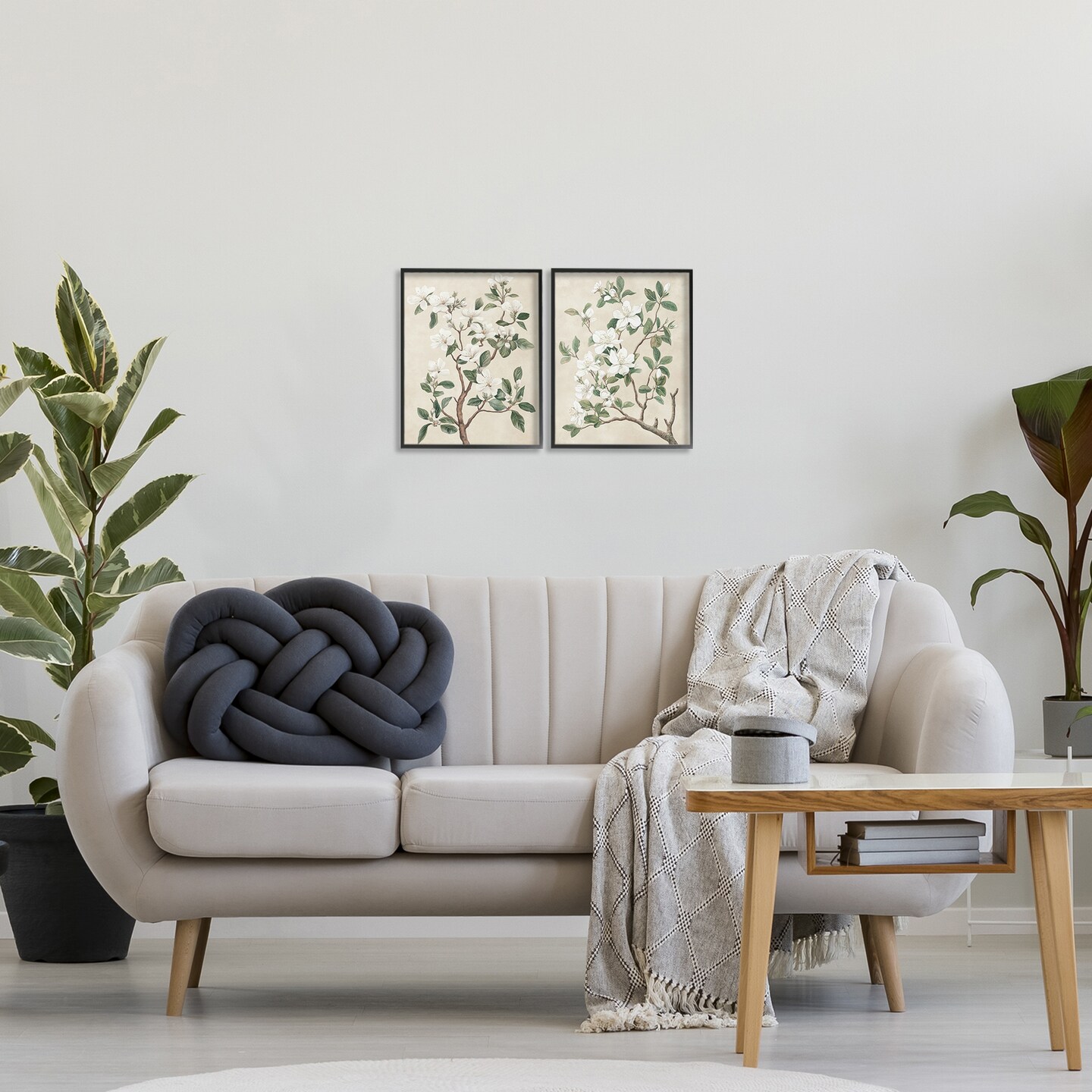 Stupell Industries Vintage White Floral Blossomed Trees 2pc Framed Giclee Set, design by Petal Prints Design