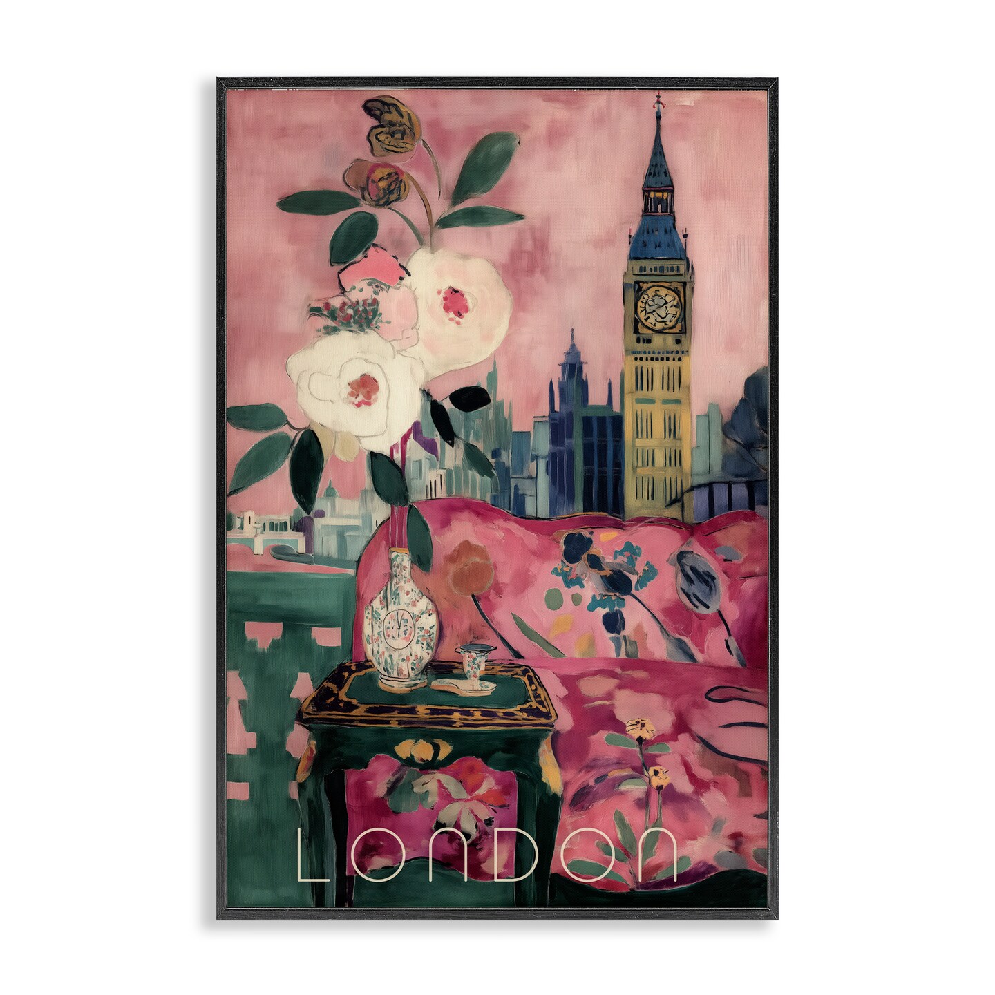 Stupell Industries London Spring Blossoms Framed Giclee, design by Annabelle Hall