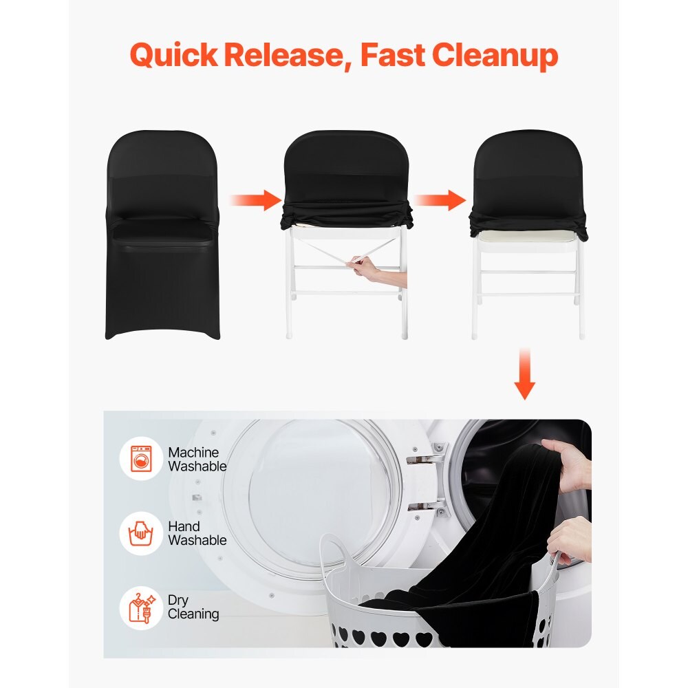 150 Pack Stretch Chair Covers for Folding Chairs Polyester Spandex Wrinkle Resistant