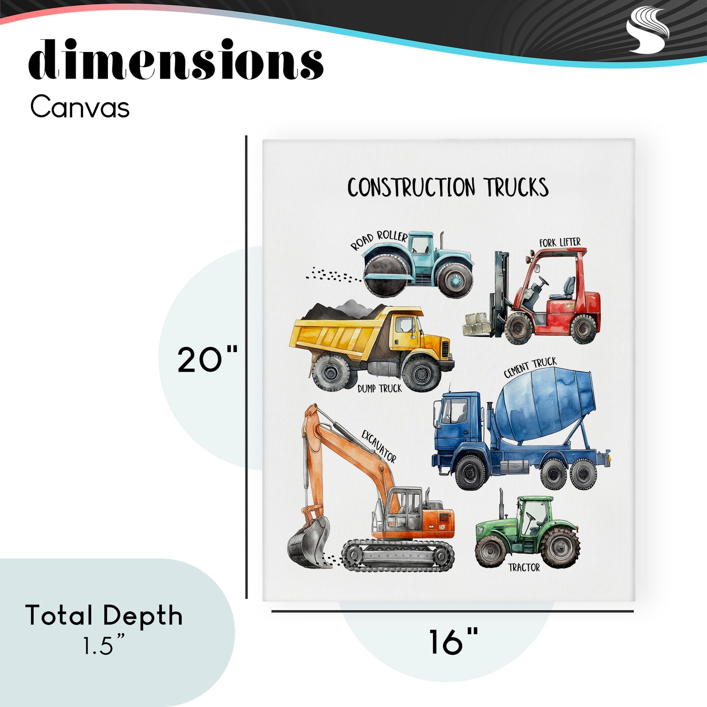 Stupell Industries Construction Trucks Machinery Canvas, design by Christine Simpson Art