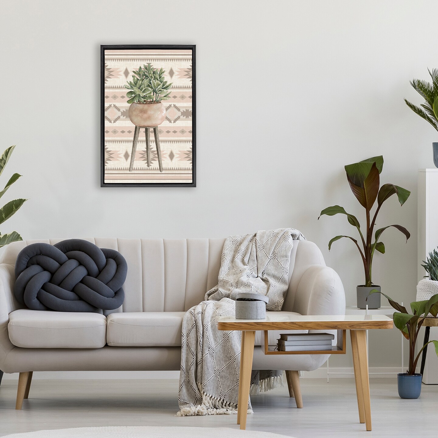 Stupell Industries Aztec Planter Green Plant Floating Frame, design by Cindy Jacobs