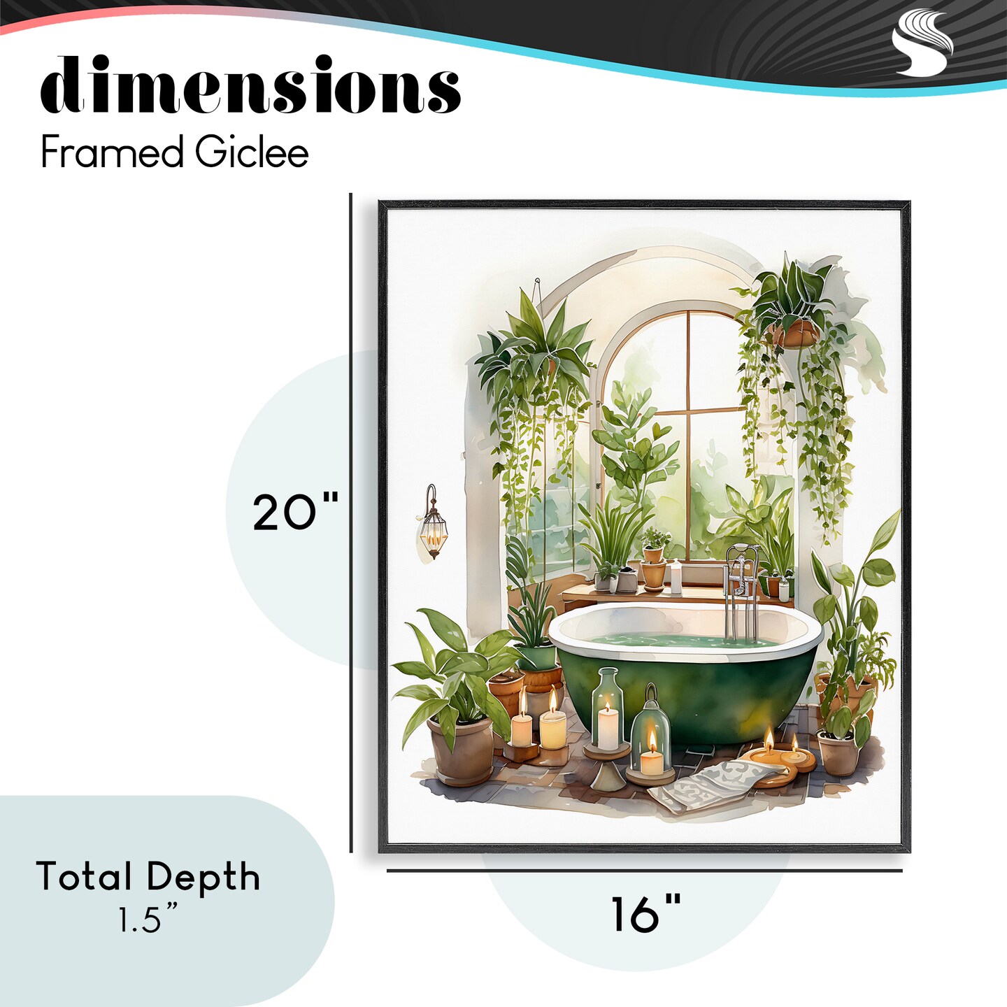 Stupell Industries Tranquil Tub with Candles & Greenery Framed Giclee, design by Lettered and Lined