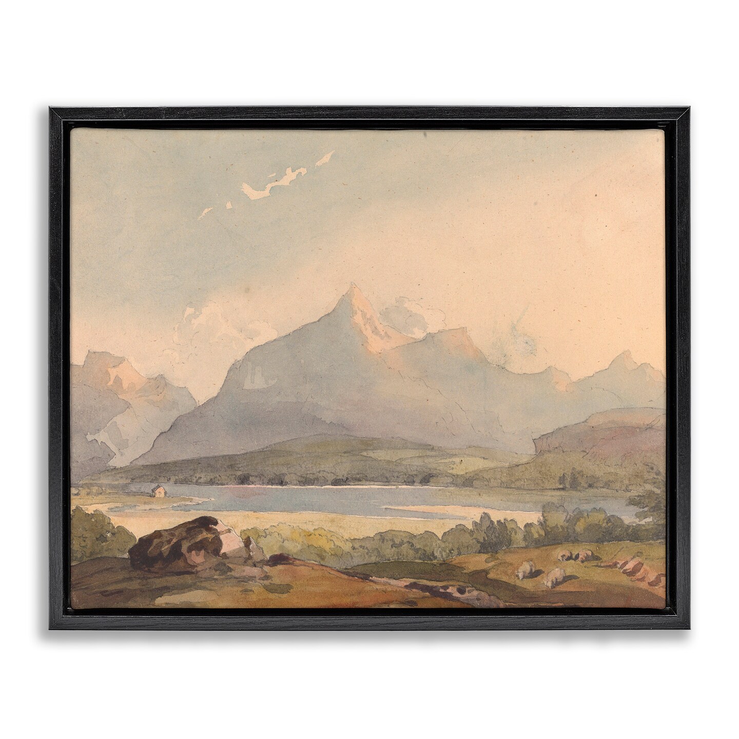 Stupell Industries Peaceful Hazy Mountains Floating Frame, design by Lettered and Lined